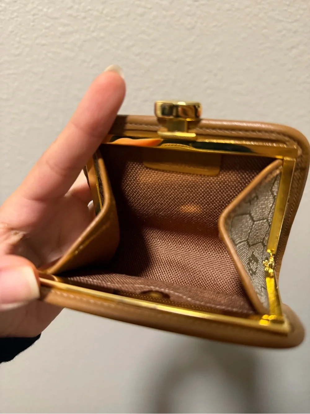 Christian Dior Monogram Honeycomb Canvas Coin Purse with Gold Hardware Like New!